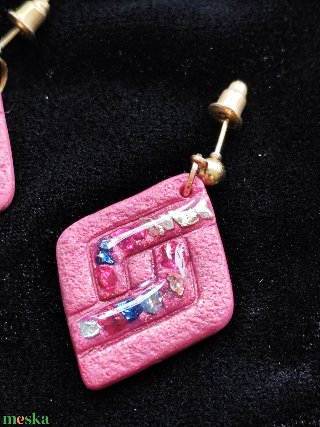 Rombusz fülbevaló  - ékszer - fülbevaló - lógó fülbevaló - Meska.hu