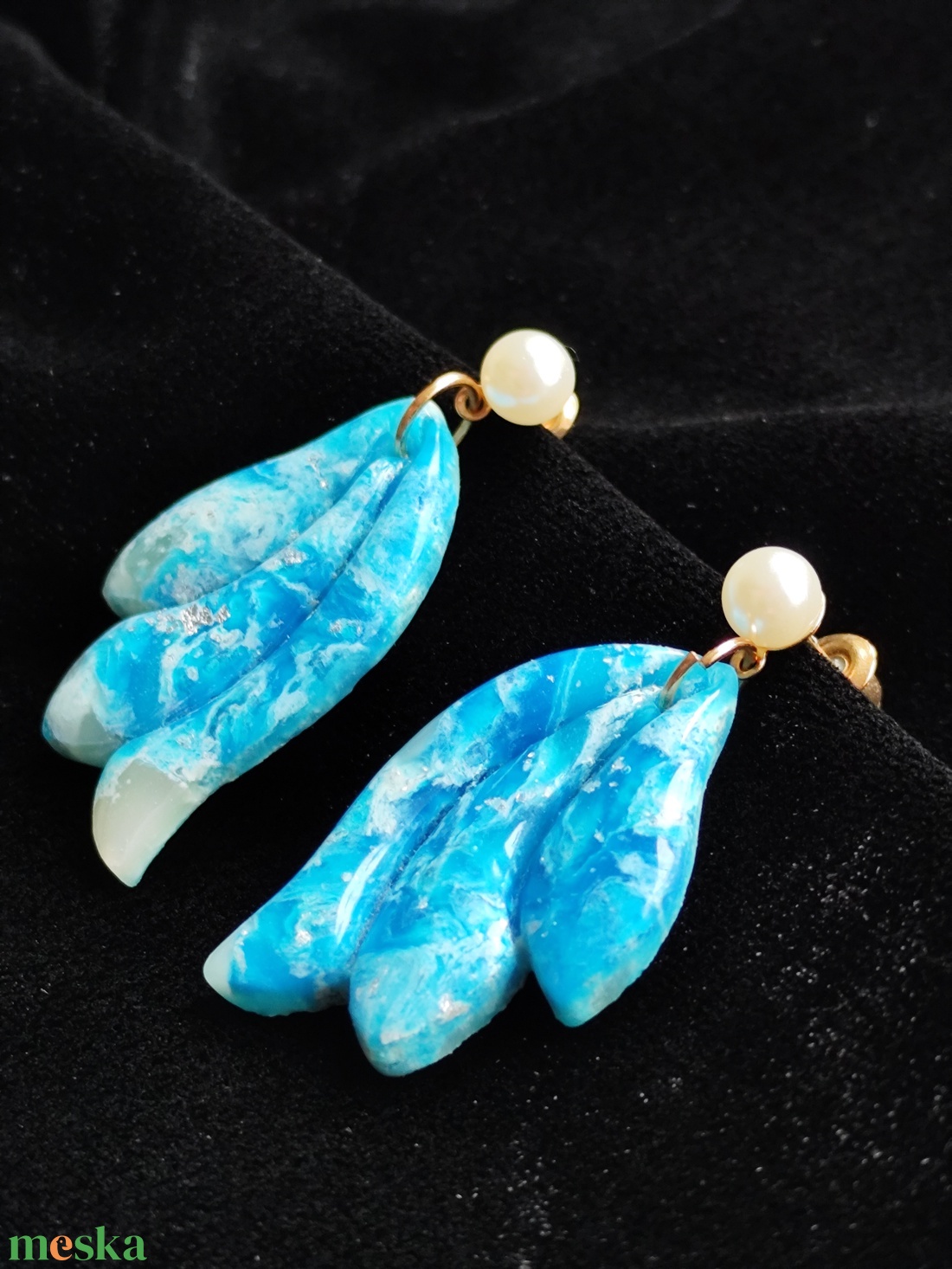 Óceán fülbevaló  - ékszer - fülbevaló - lógó fülbevaló - Meska.hu