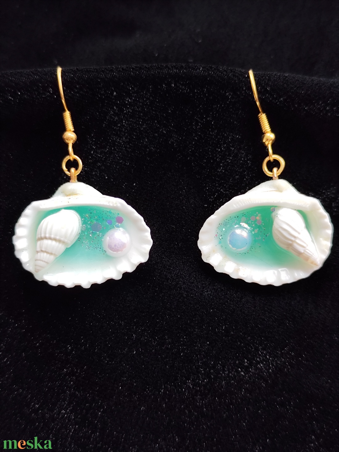 Kagyló fülbevaló  - ékszer - fülbevaló - lógó fülbevaló - Meska.hu