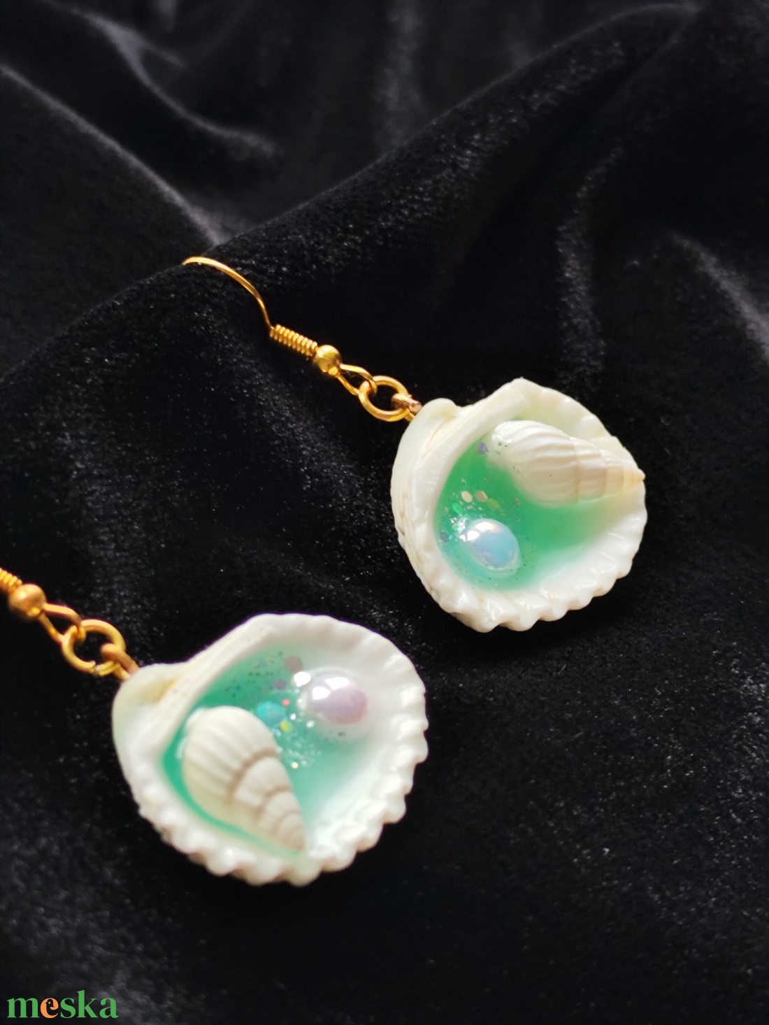 Kagyló fülbevaló  - ékszer - fülbevaló - lógó fülbevaló - Meska.hu