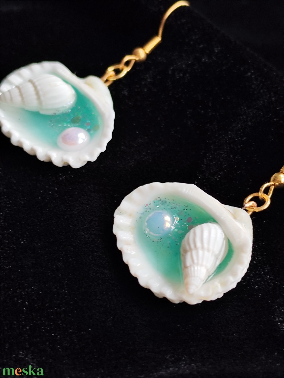 Kagyló fülbevaló  - ékszer - fülbevaló - lógó fülbevaló - Meska.hu