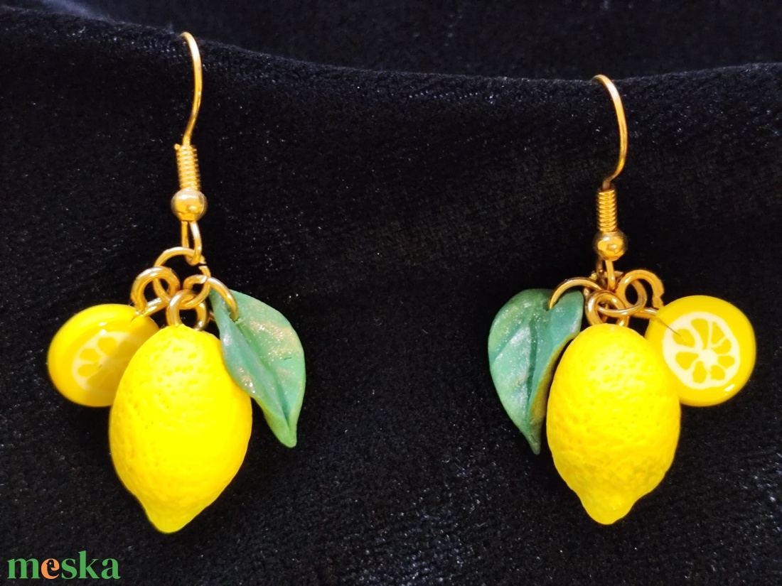 Citrom fülbevaló  - ékszer - fülbevaló - lógó fülbevaló - Meska.hu