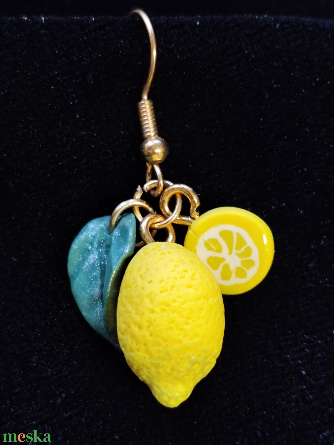 Citrom fülbevaló  - ékszer - fülbevaló - lógó fülbevaló - Meska.hu