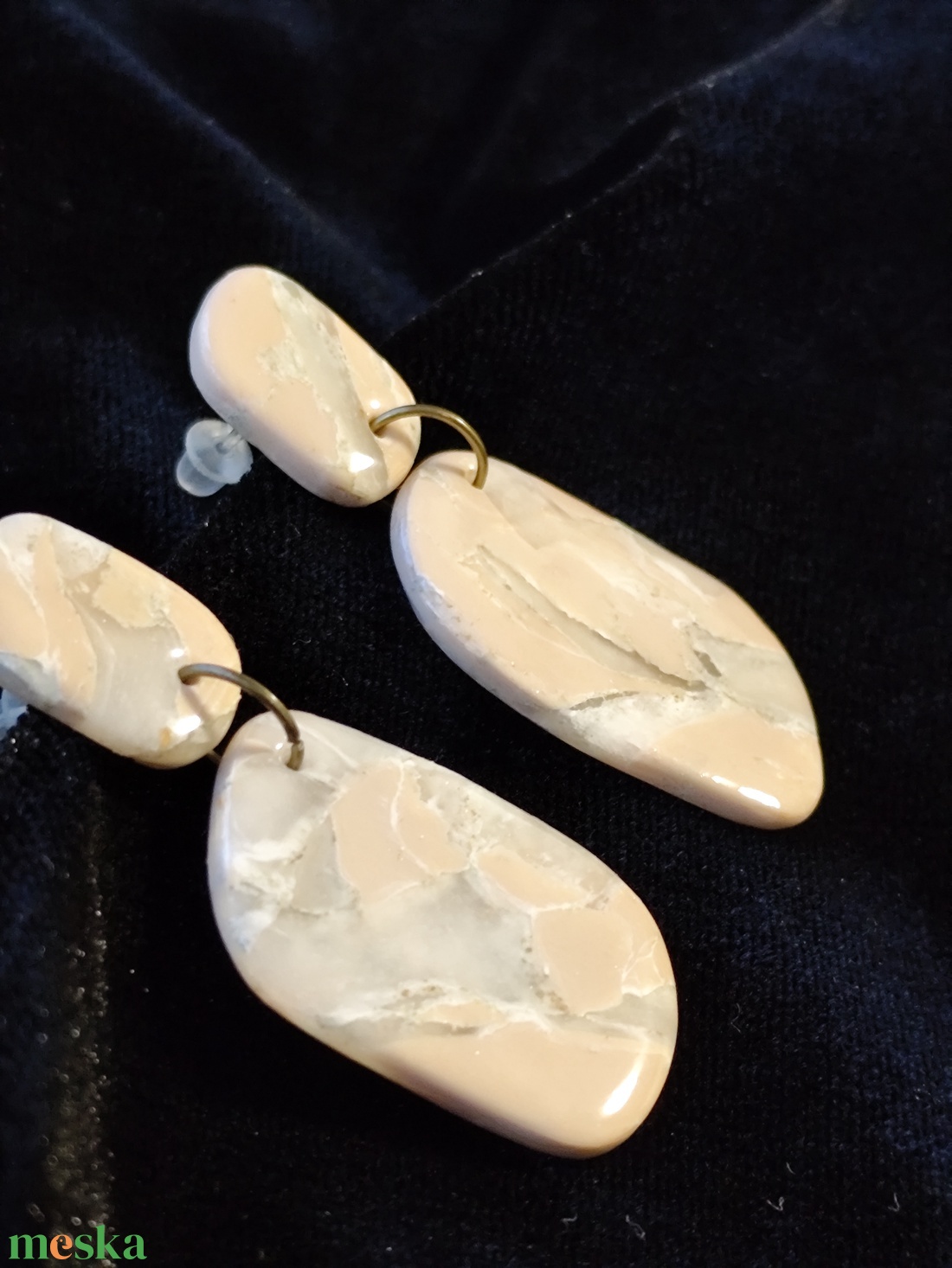 Ásvány hatású fülbevaló  - ékszer - fülbevaló - lógó fülbevaló - Meska.hu