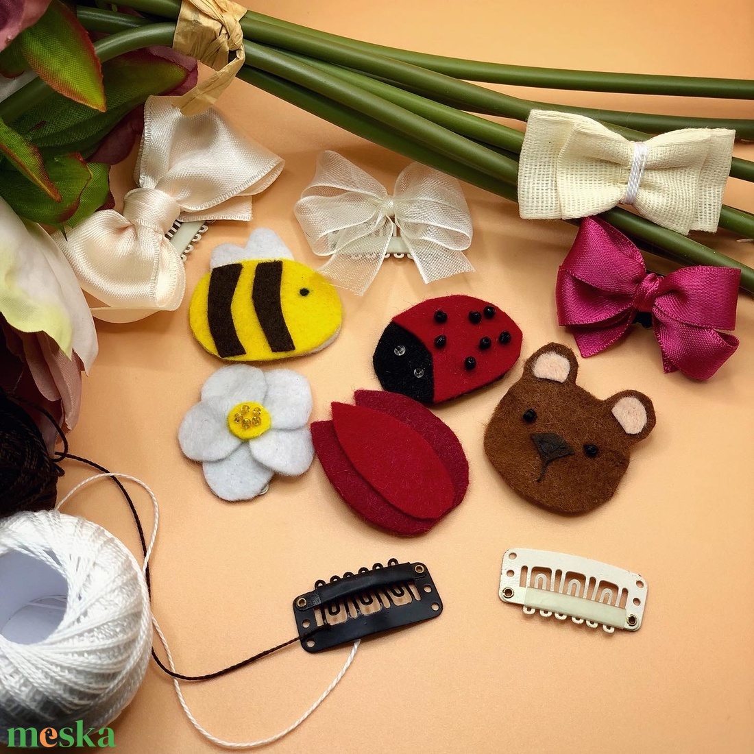 Macis - Fésűs, szilikon gumis hajcsat szett - ruha & divat - hajdísz & hajcsat - hajdísz - Meska.hu