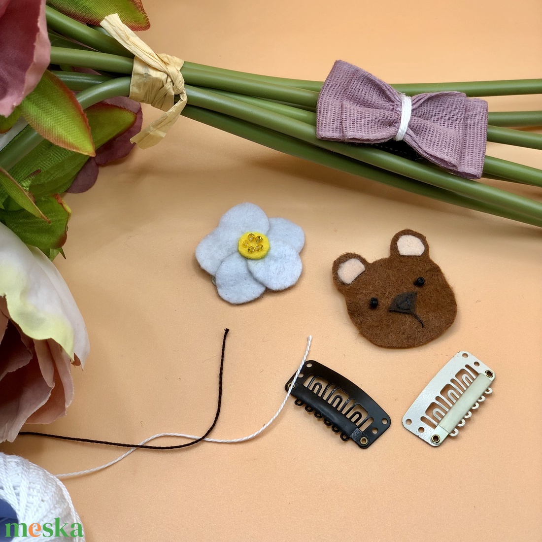 Macis - Fésűs, szilikon gumis hajcsat szett - ruha & divat - hajdísz & hajcsat - hajdísz - Meska.hu