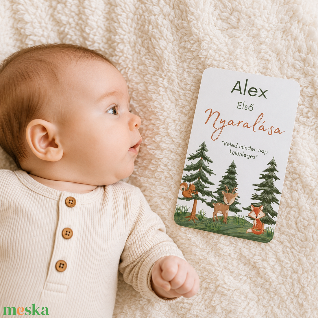 Egyedi Mérföldkő babakártya szett � névre szóló baba kellék � újszülött ajándék - Erdei állatkás - baba - mama - babafotózás - baba mérföldkő kártyák - Meska.hu