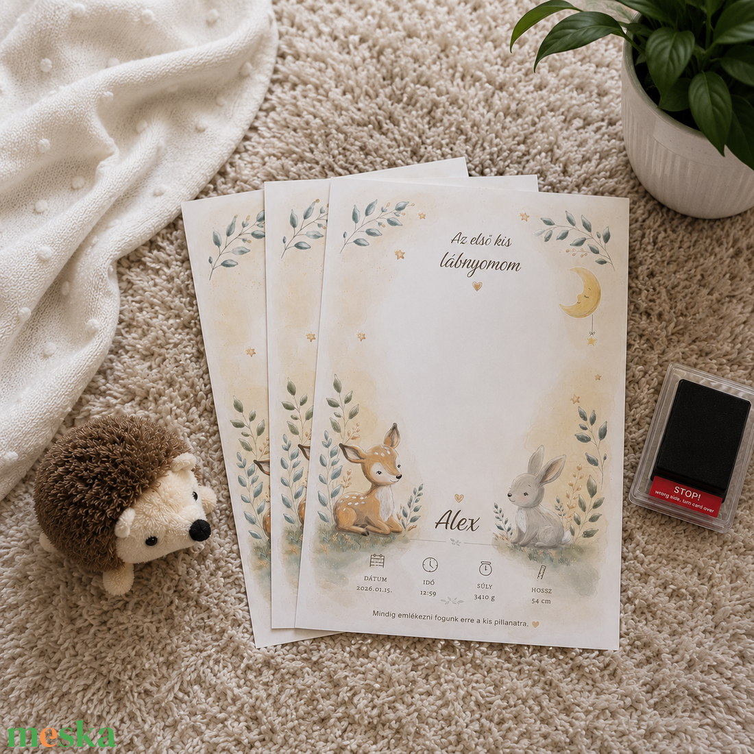 Egyedi baba lábnyom emlékposzter � Névre szóló újszülött ajándék � 3 db poszter + tintamentes szett - baba - mama - babaszoba dekoráció - babaposzter - Meska.hu
