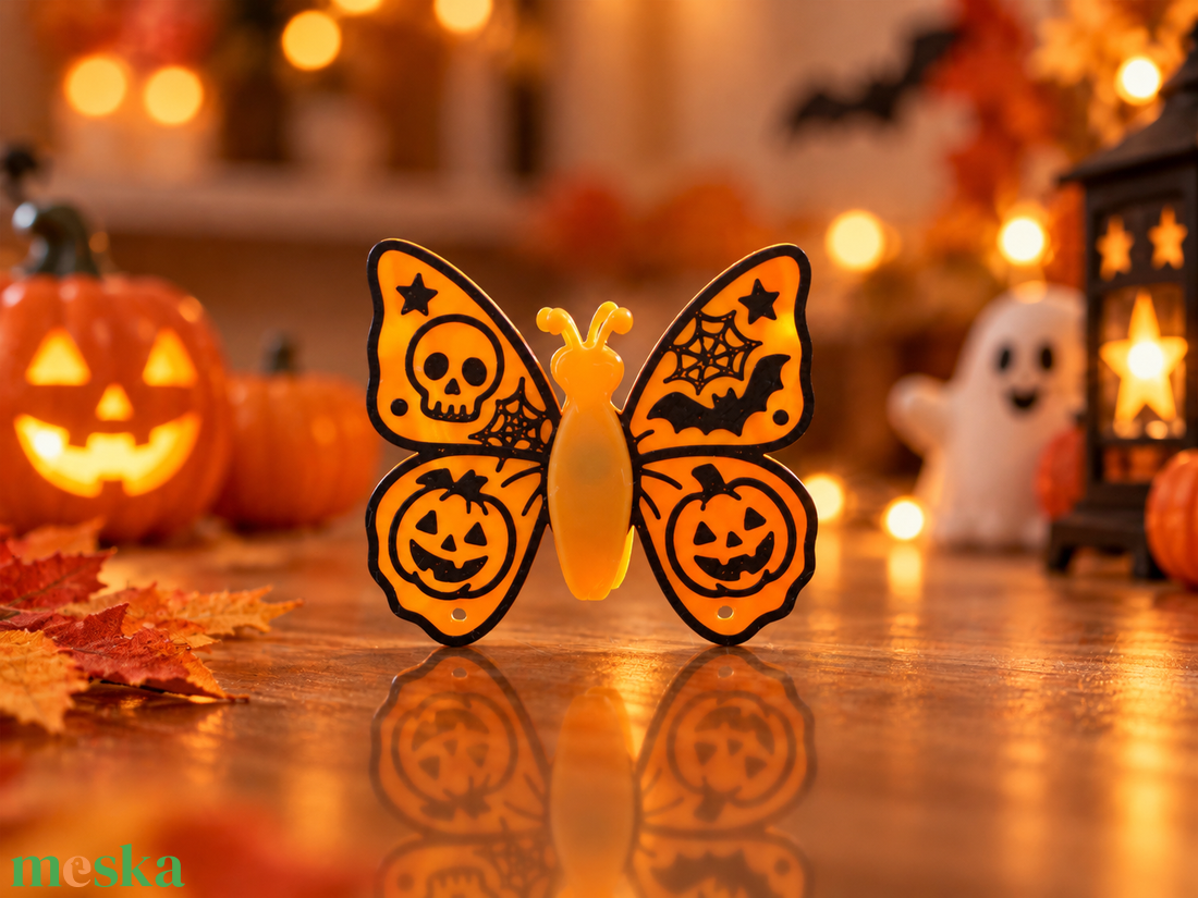 Halloween-i pillangó pörgettyű - otthon & életmód - dekoráció - halloween - halloweeni figurák - Meska.hu