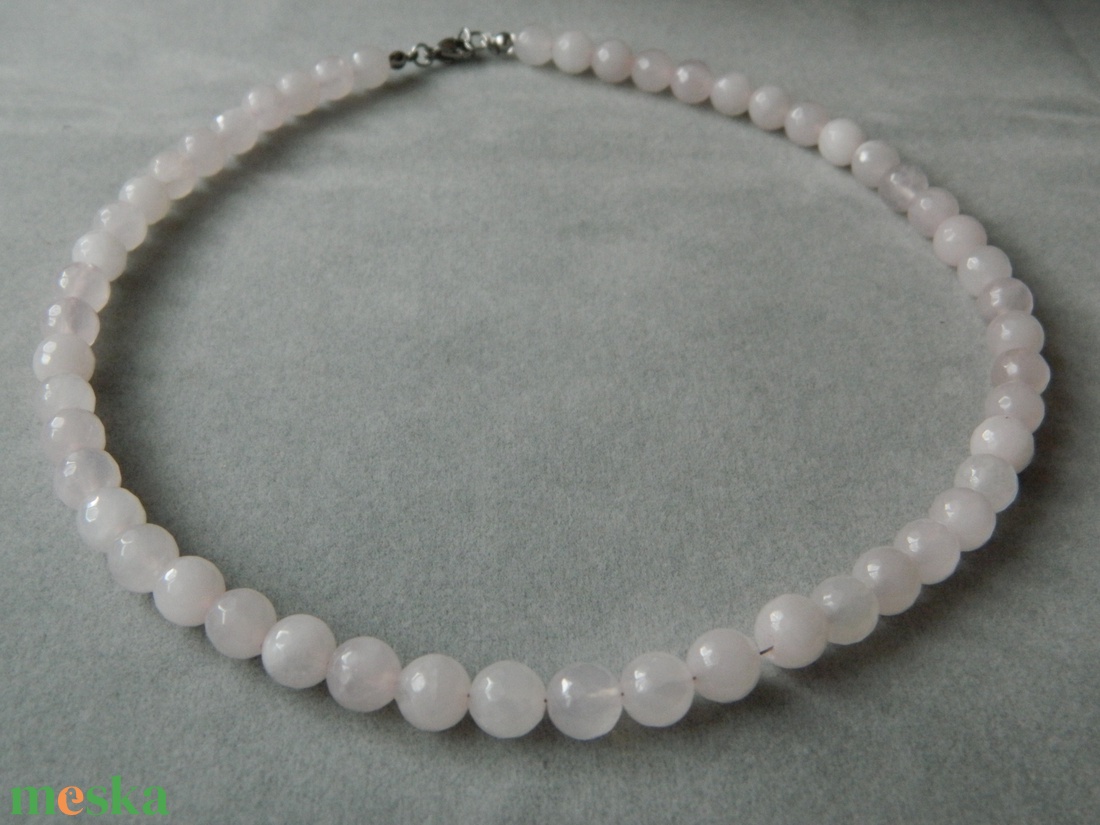 Rózsakvarc nyakék - ékszer - nyaklánc - gyöngyös nyaklánc - Meska.hu