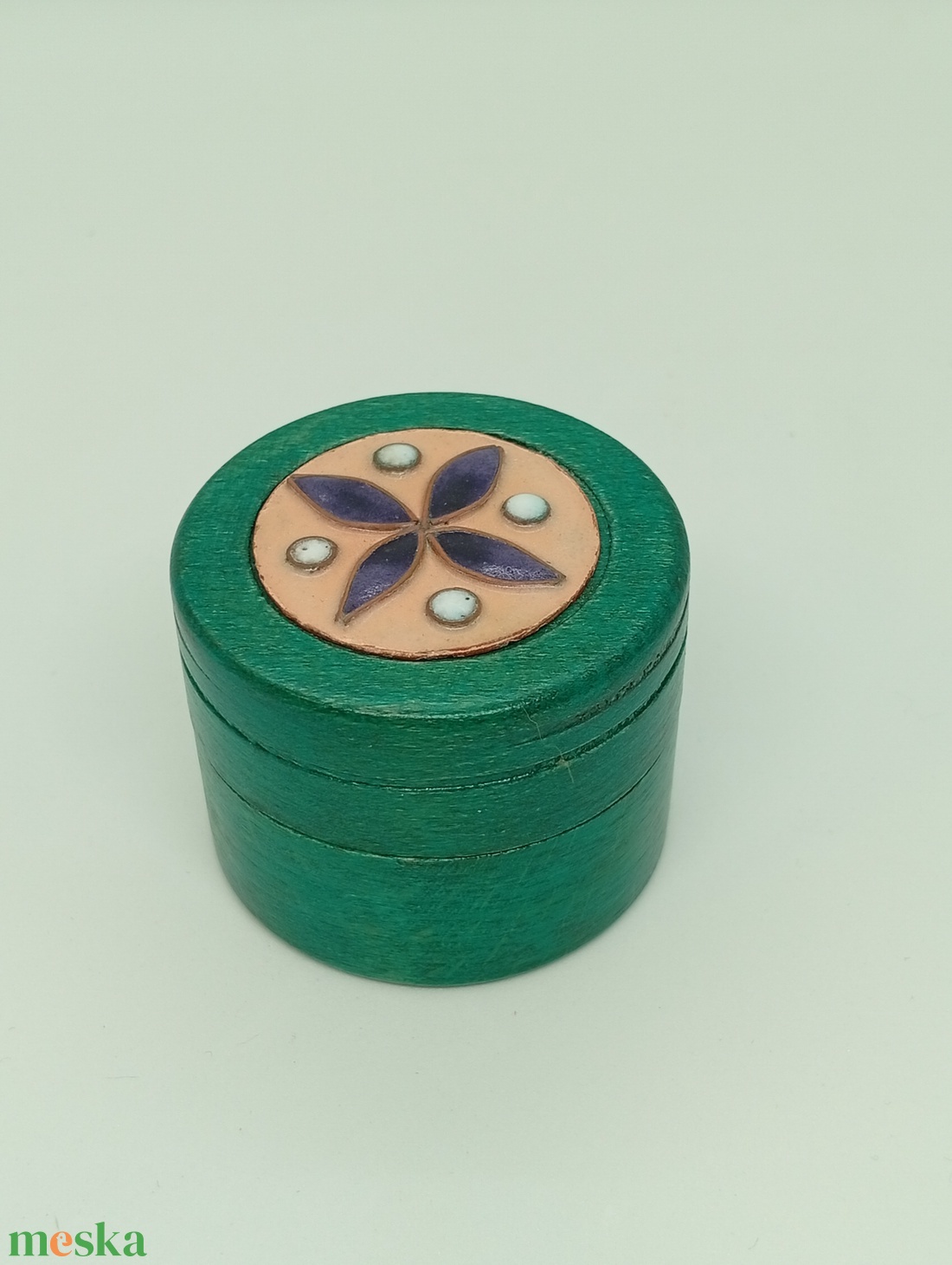 Gyűrűs fa ékszerdoboz-tűzzománc betéttel - ékszer - ékszertartó - ékszerdoboz - Meska.hu