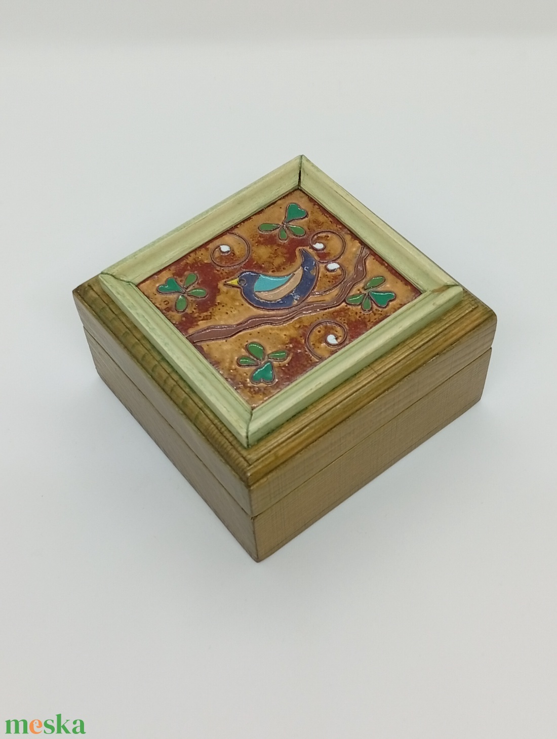 Madárka tűzzománc fa   ékszerdoboz - ékszer - ékszertartó - ékszerdoboz - Meska.hu