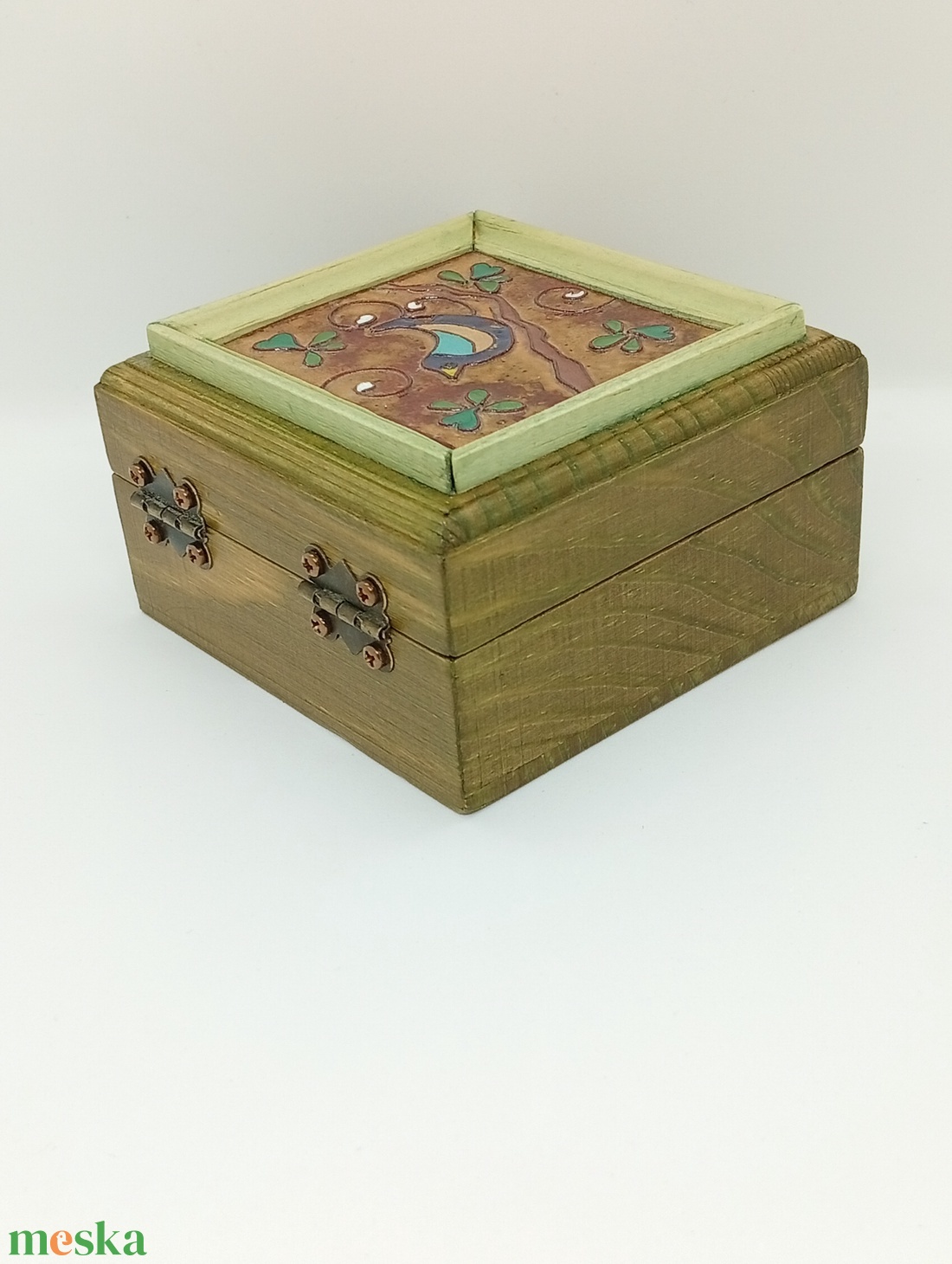 Madárka tűzzománc fa   ékszerdoboz - ékszer - ékszertartó - ékszerdoboz - Meska.hu