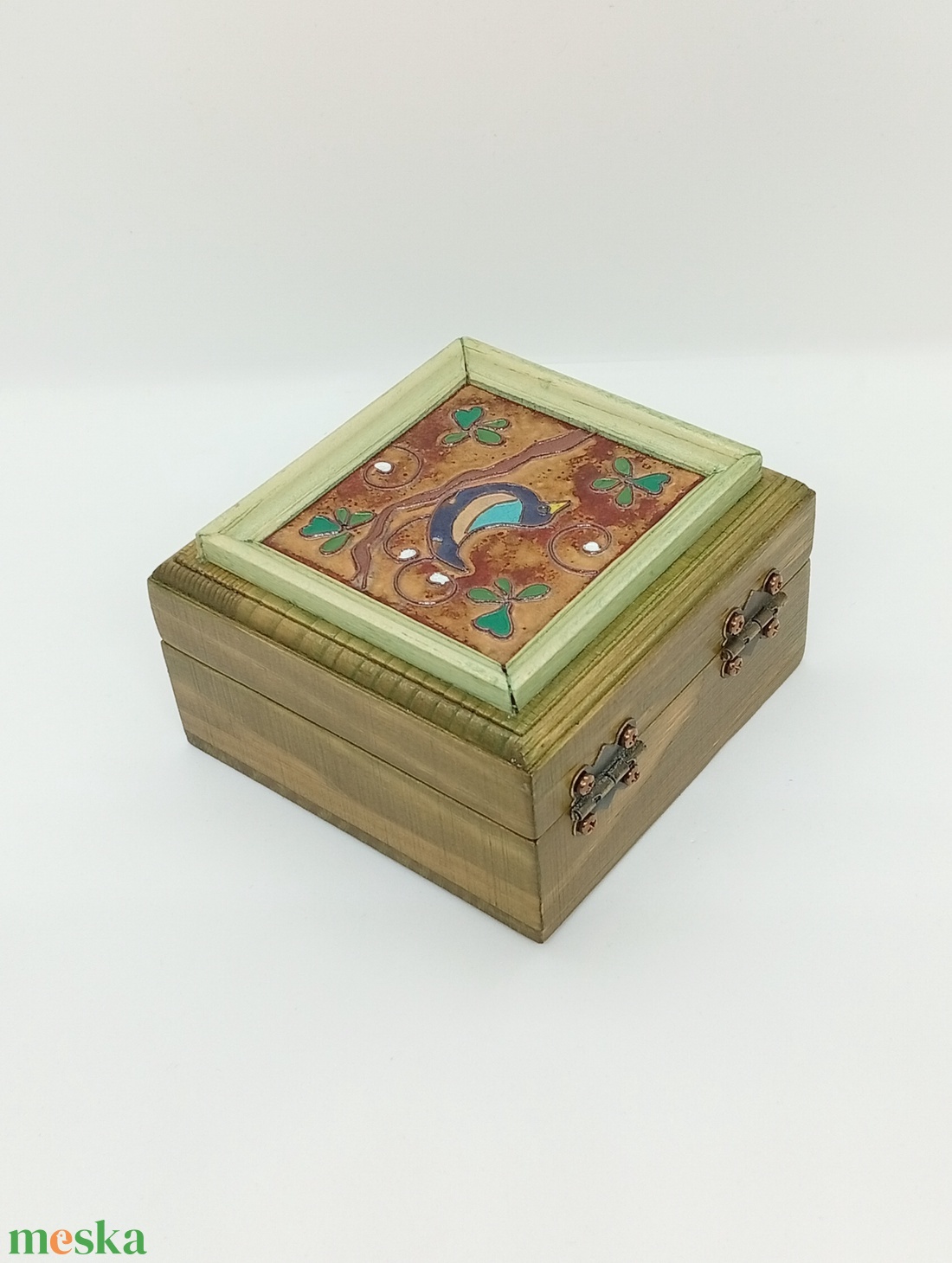 Madárka tűzzománc fa   ékszerdoboz - ékszer - ékszertartó - ékszerdoboz - Meska.hu