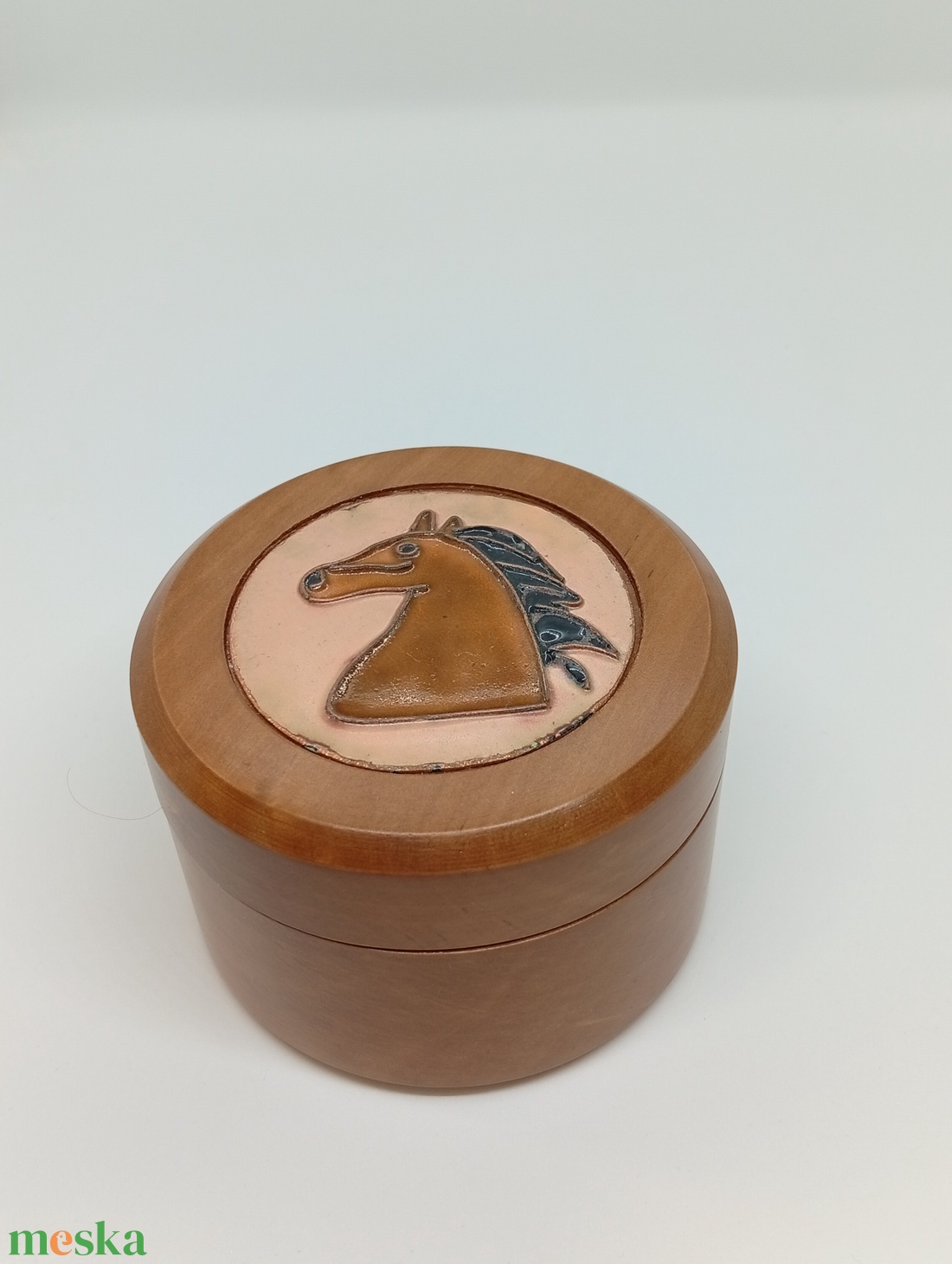 Fa ékszerdoboz-lovas tűzzománc betéttel - ékszer - ékszertartó - ékszerdoboz - Meska.hu