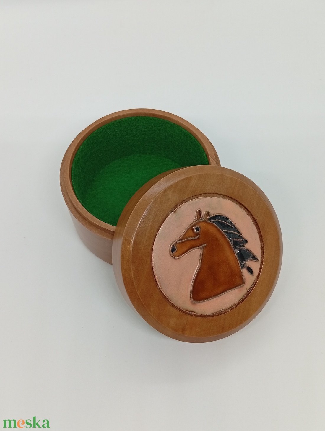 Fa ékszerdoboz-lovas tűzzománc betéttel - ékszer - ékszertartó - ékszerdoboz - Meska.hu