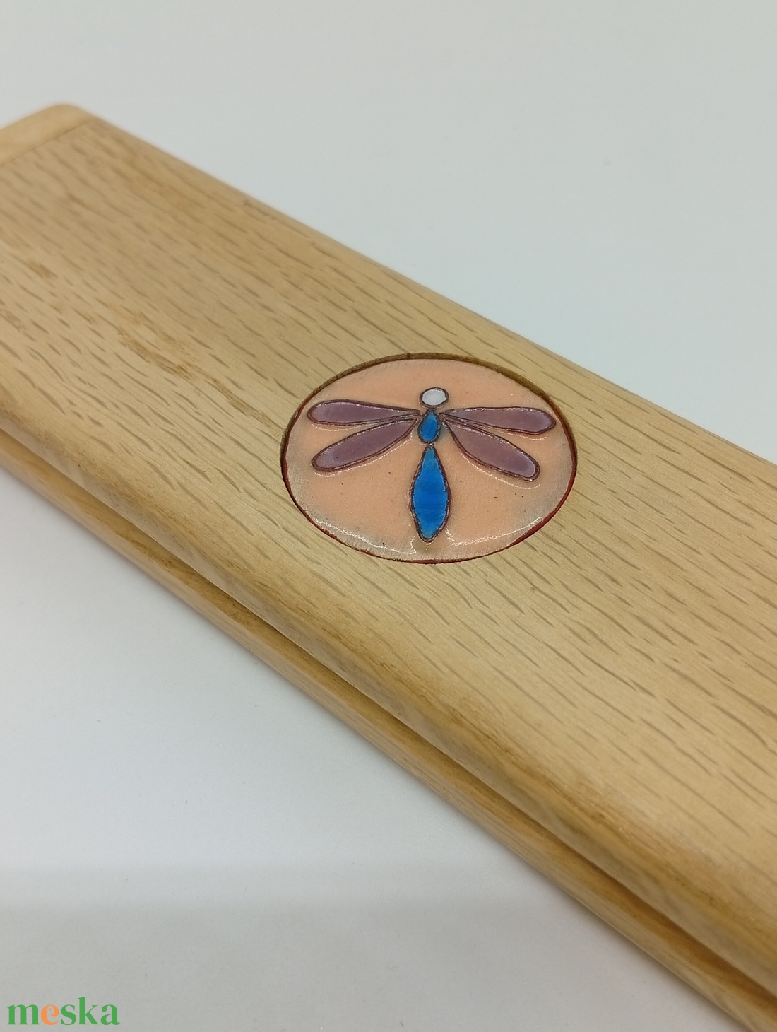 Szitakötő fa ceruzatartó -egyedi tűzzománc betéttel - otthon & életmód - papír, írószer - tolltartó & ceruzatekercs - Meska.hu