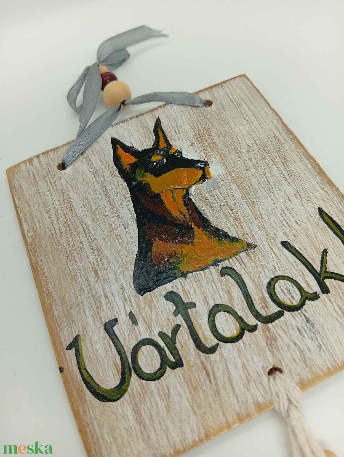 Kutyás fa kopogtató-ajtótábla  - otthon & életmód - dekoráció - kép & falikép - táblakép - Meska.hu