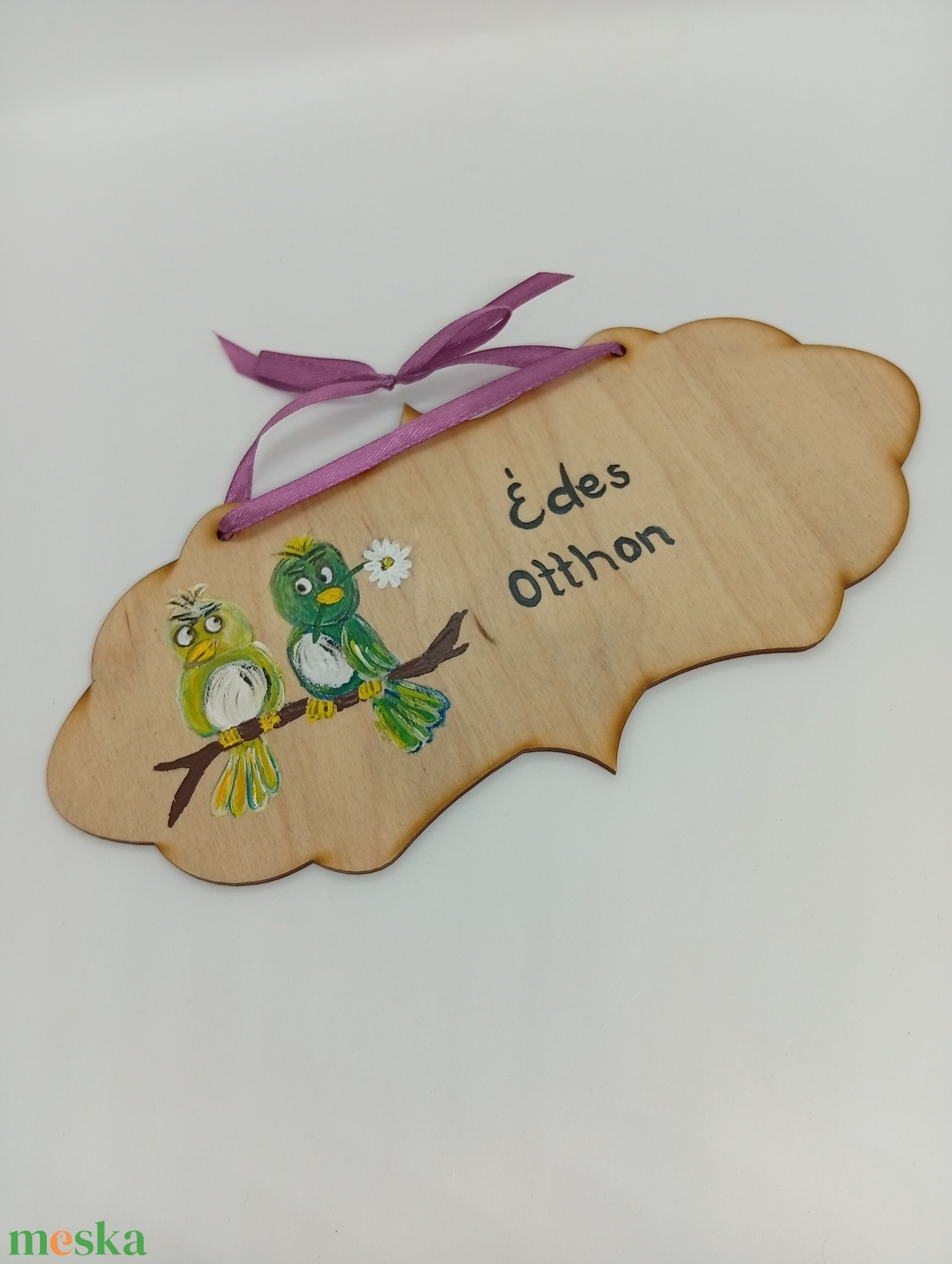 Madárpár kopogtató-fa üdvözlő tábla - otthon & életmód - dekoráció - ajtó- és ablak dekoráció - ajtódísz & kopogtató - Meska.hu
