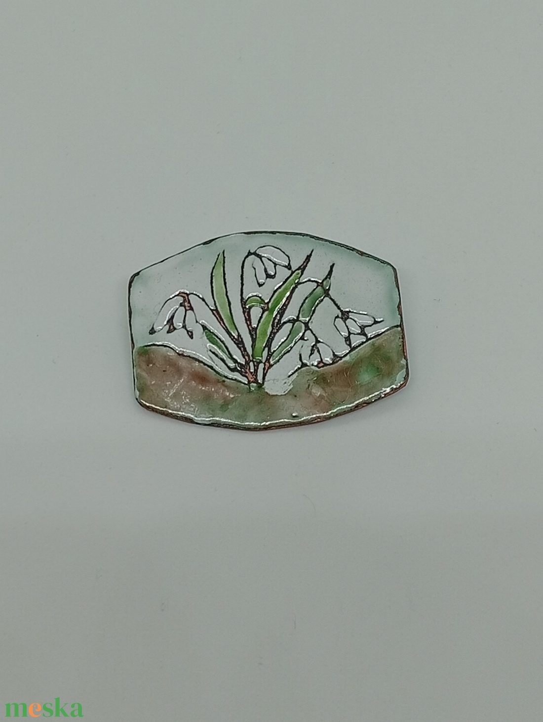 Hóvirág tűzzománc  kitűző - ékszer - kitűző és bross - Meska.hu