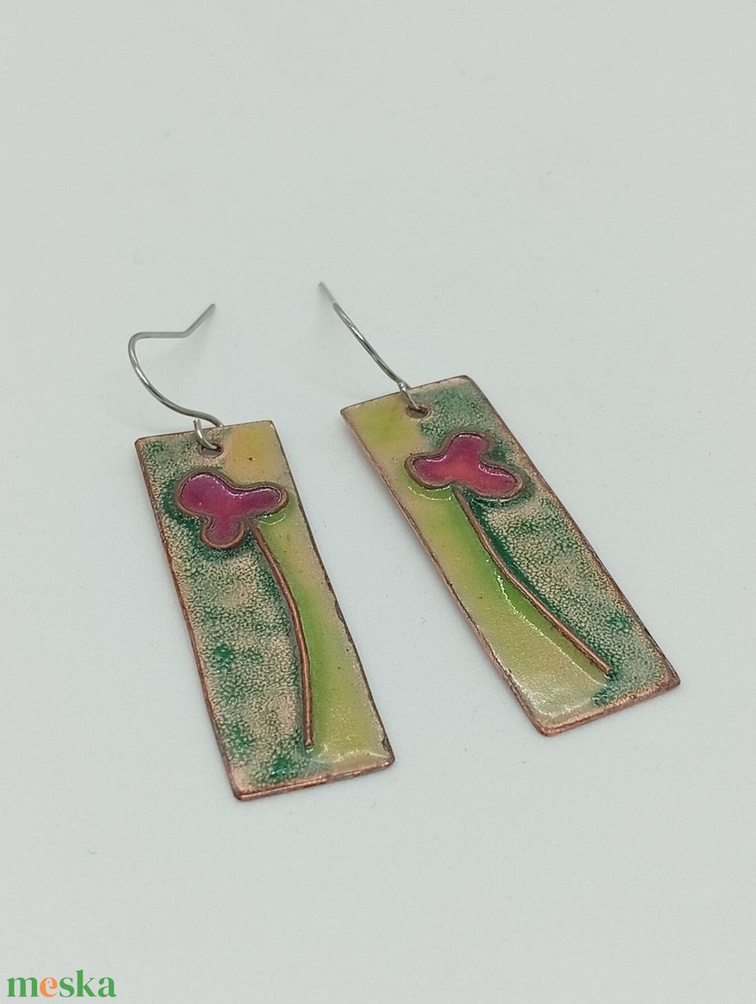 Pipacsos tűzzománc szett - ékszer - fülbevaló - fülékszer - Meska.hu