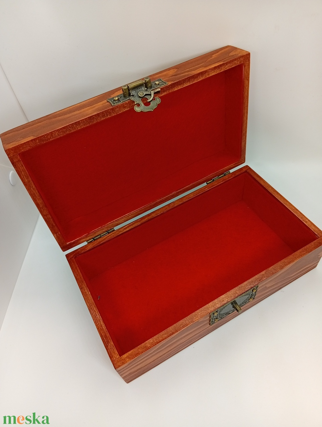 Fa díszdoboz - ház cseresznyefával tűzzománc képpel a tetején - otthon & életmód - dekoráció - asztal és polc dekoráció - díszdoboz - Meska.hu