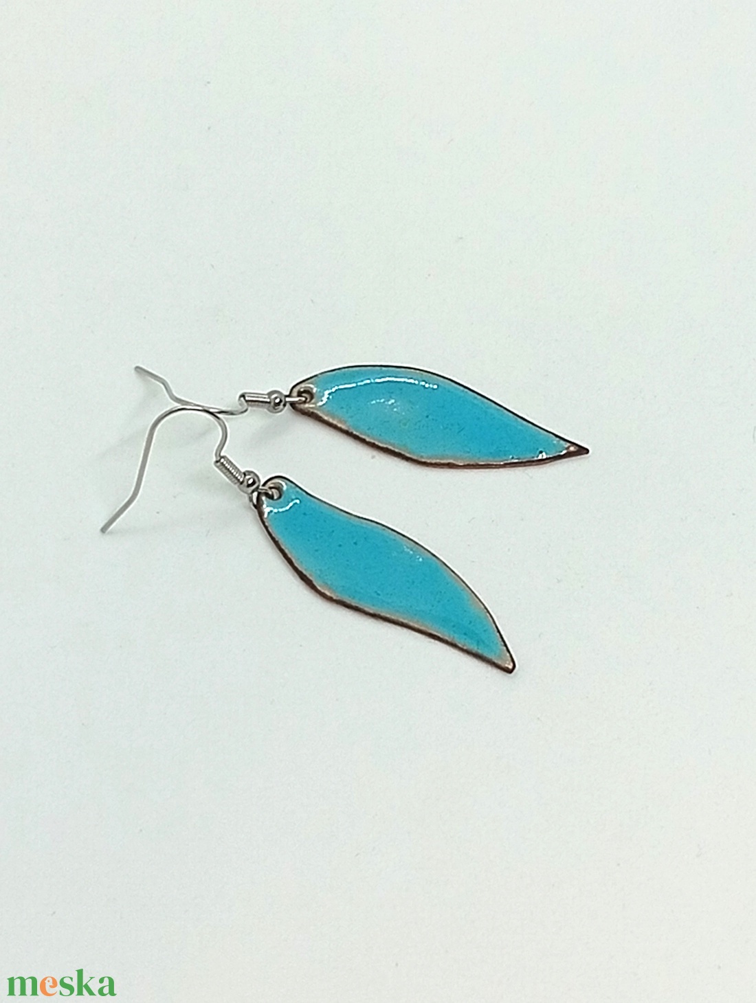 Kék  fülbevaló zománc - ékszer - fülbevaló - lógó fülbevaló - Meska.hu