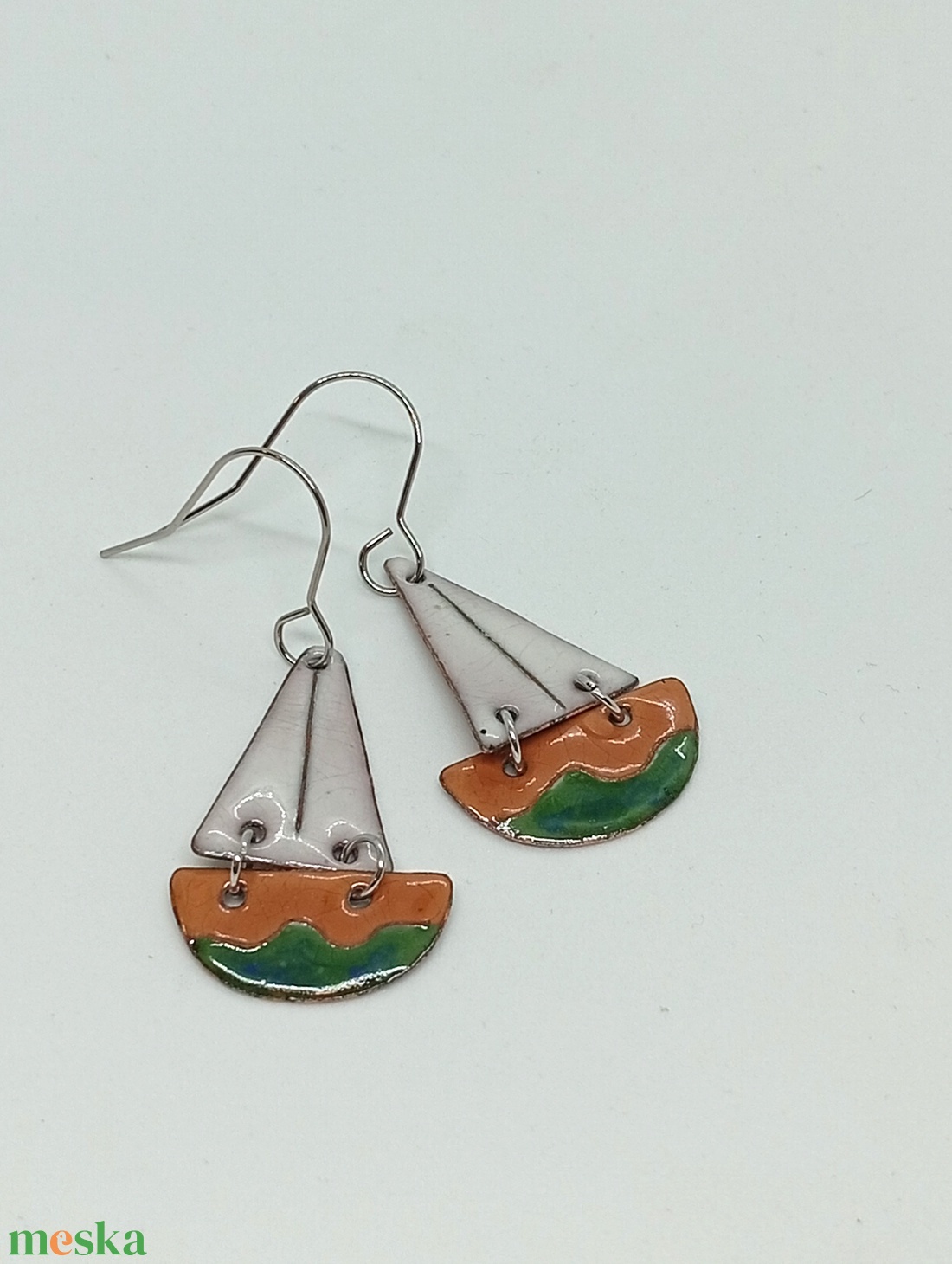 Vitorlás hajó fülbevaló - ékszer - fülbevaló - lógó fülbevaló - Meska.hu
