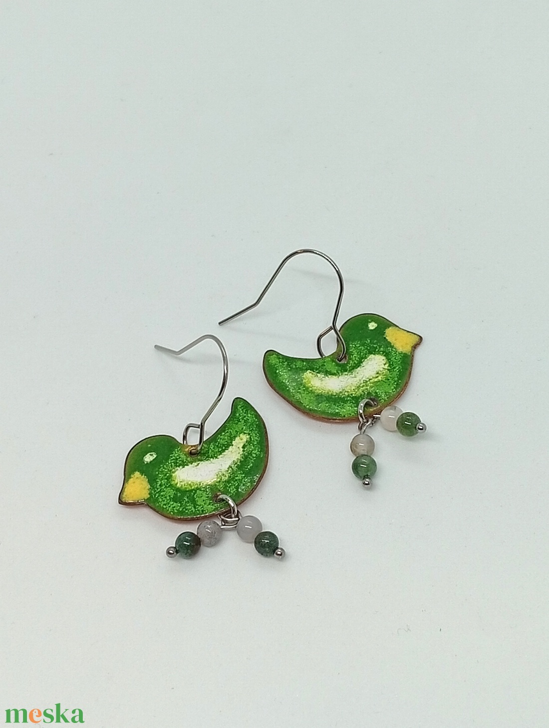 Madárka  fülbevaló zománc - ékszer - fülbevaló - lógó fülbevaló - Meska.hu