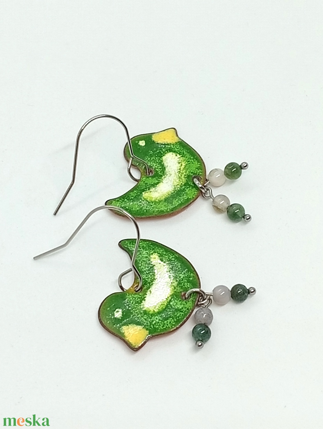 Madárka  fülbevaló zománc - ékszer - fülbevaló - lógó fülbevaló - Meska.hu