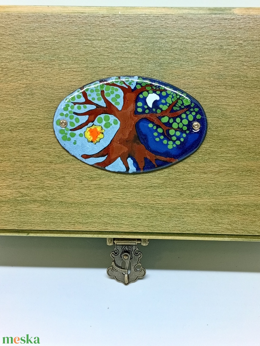 Életfa tűzzománc fa doboz - ékszer - ékszertartó - ékszerdoboz - Meska.hu