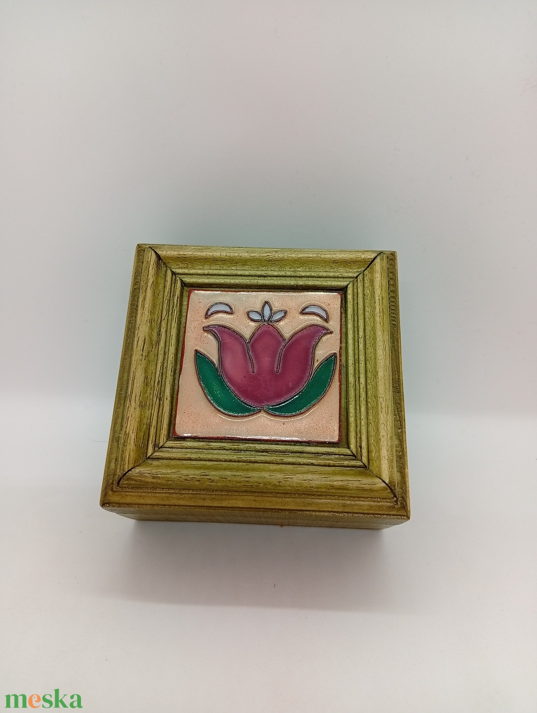 Tulipános ékszerdoboz tűzzománc betéttel  - ékszer - ékszertartó - ékszerdoboz - Meska.hu