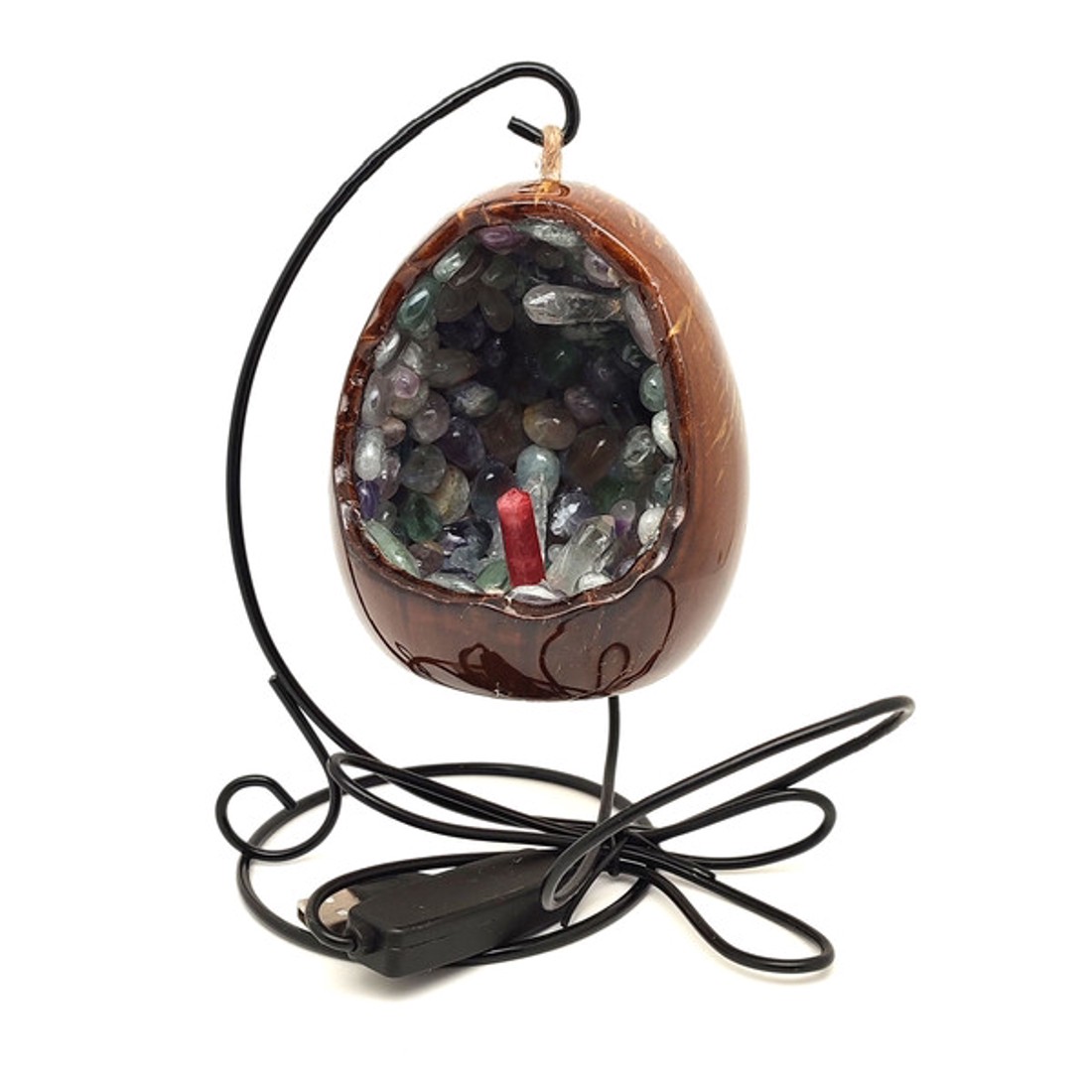 Fluorit tojás hangulatlámpa fém állvánnyal 10 cm - kellékek & szerszámok - ásvány alapanyag - Meska.hu