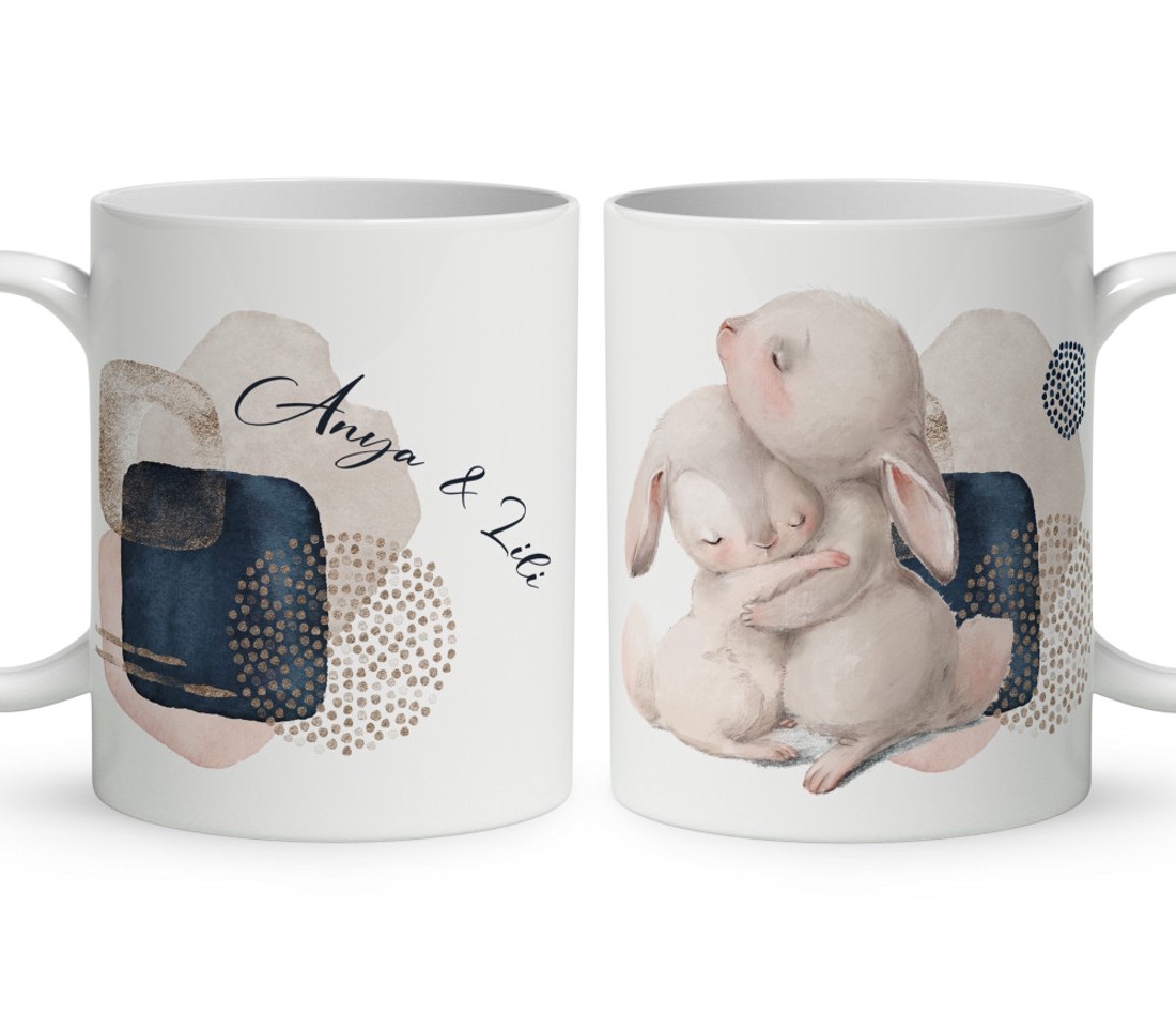 Kérd a neveddel - Cuki nyuszik mintás bögre - otthon & életmód - konyhafelszerelés, tálalás - tálalás - bögre & csésze - Meska.hu