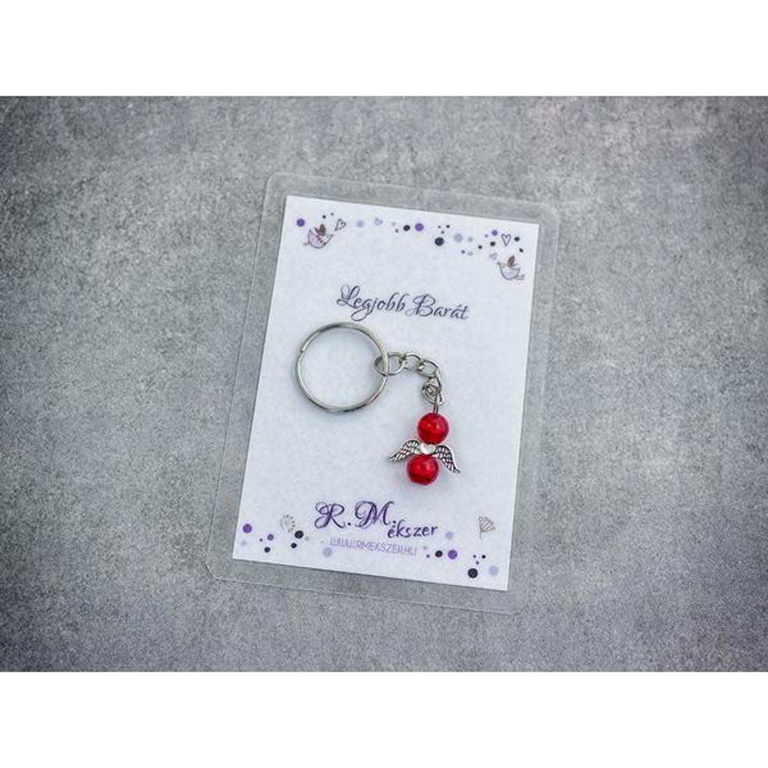 Legjobb barátomnak piros angyal medálos kulcstartó - táska & tok - kulcstartó & táskadísz - kulcstartó - Meska.hu