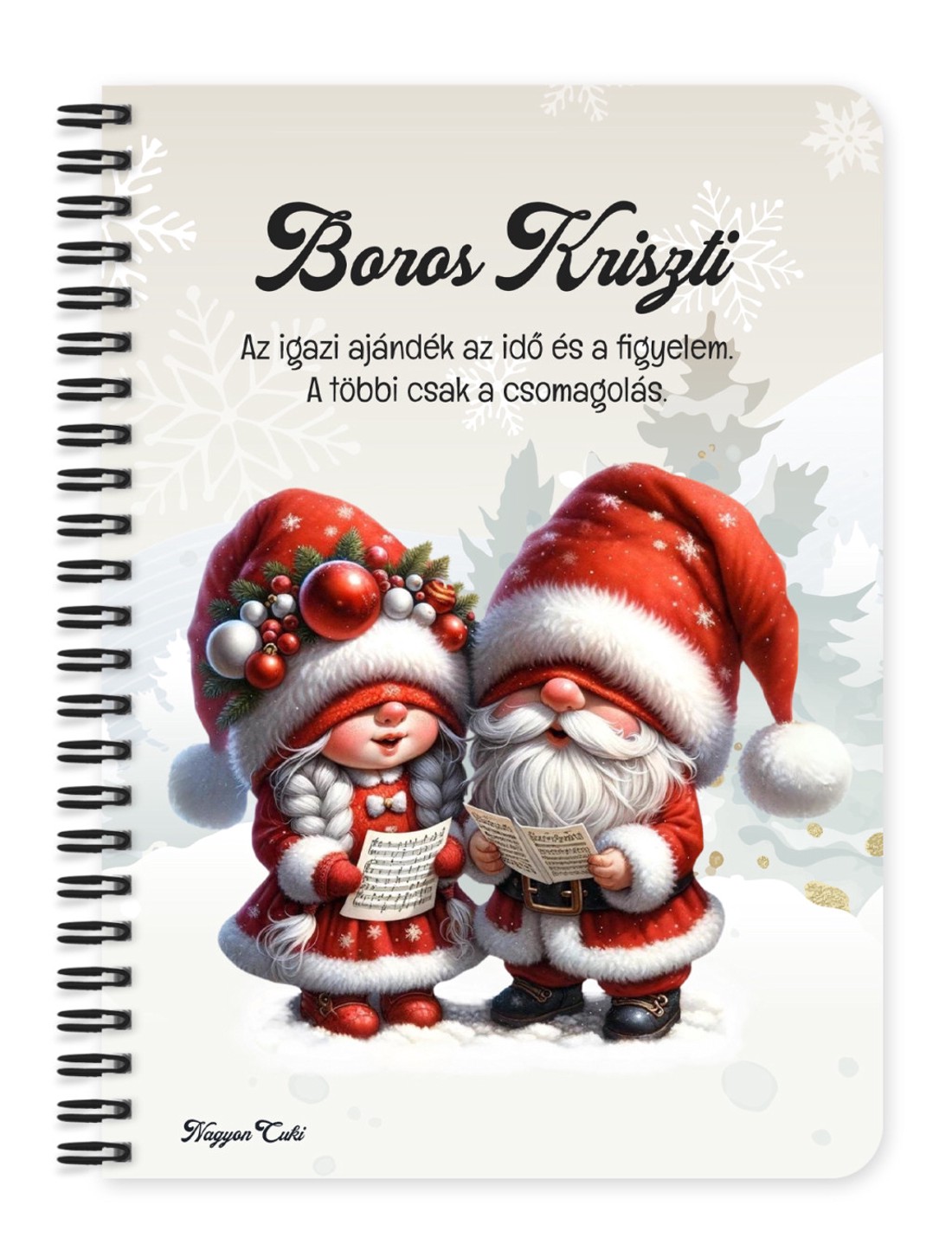 Személyre szabható - Éneklő karácsonyi manók mintás A5-ös füzet - otthon & életmód - papír, írószer - jegyzetfüzet & napló - Meska.hu