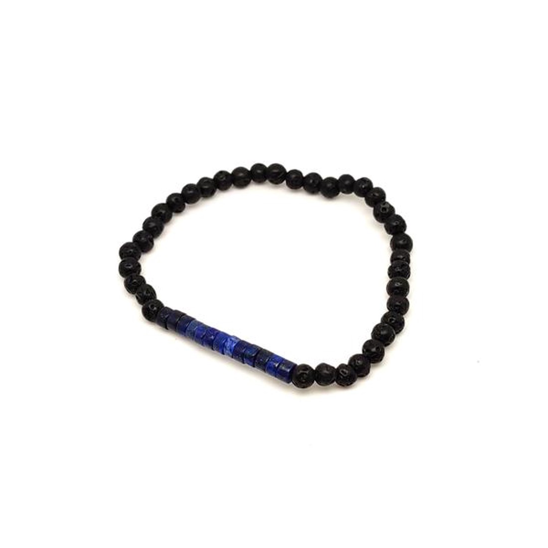 Bazalt lapis lazuli golyó korong karkötő 45 mm - ékszer - karkötő - ásványkarkötő - Meska.hu