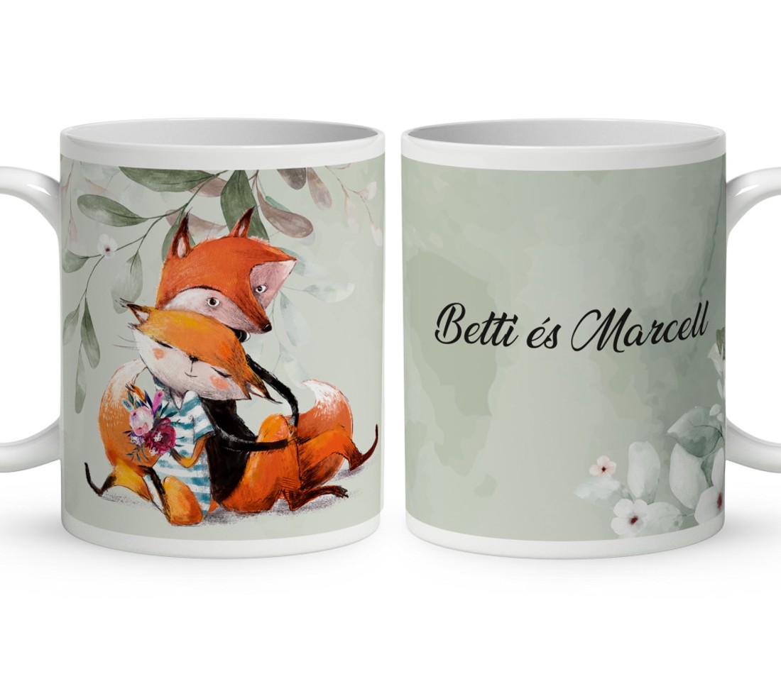 Kérd a neveddel - Virágot a virágnak Róka mintás bögre - otthon & életmód - konyhafelszerelés, tálalás - tálalás - bögre & csésze - Meska.hu