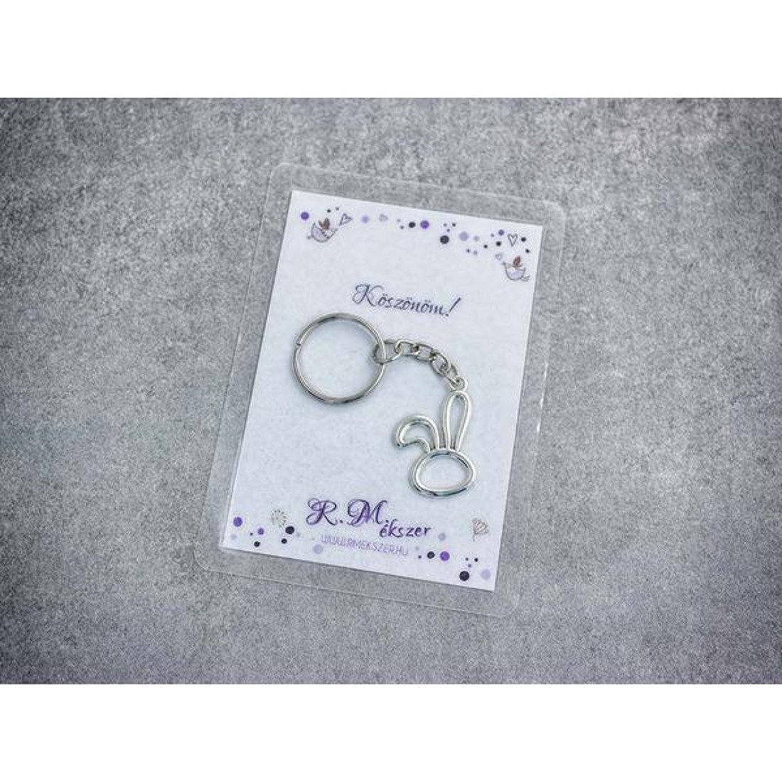 Köszönöm egyszerű nyuszi medálos kulcstartó -  - Meska.hu