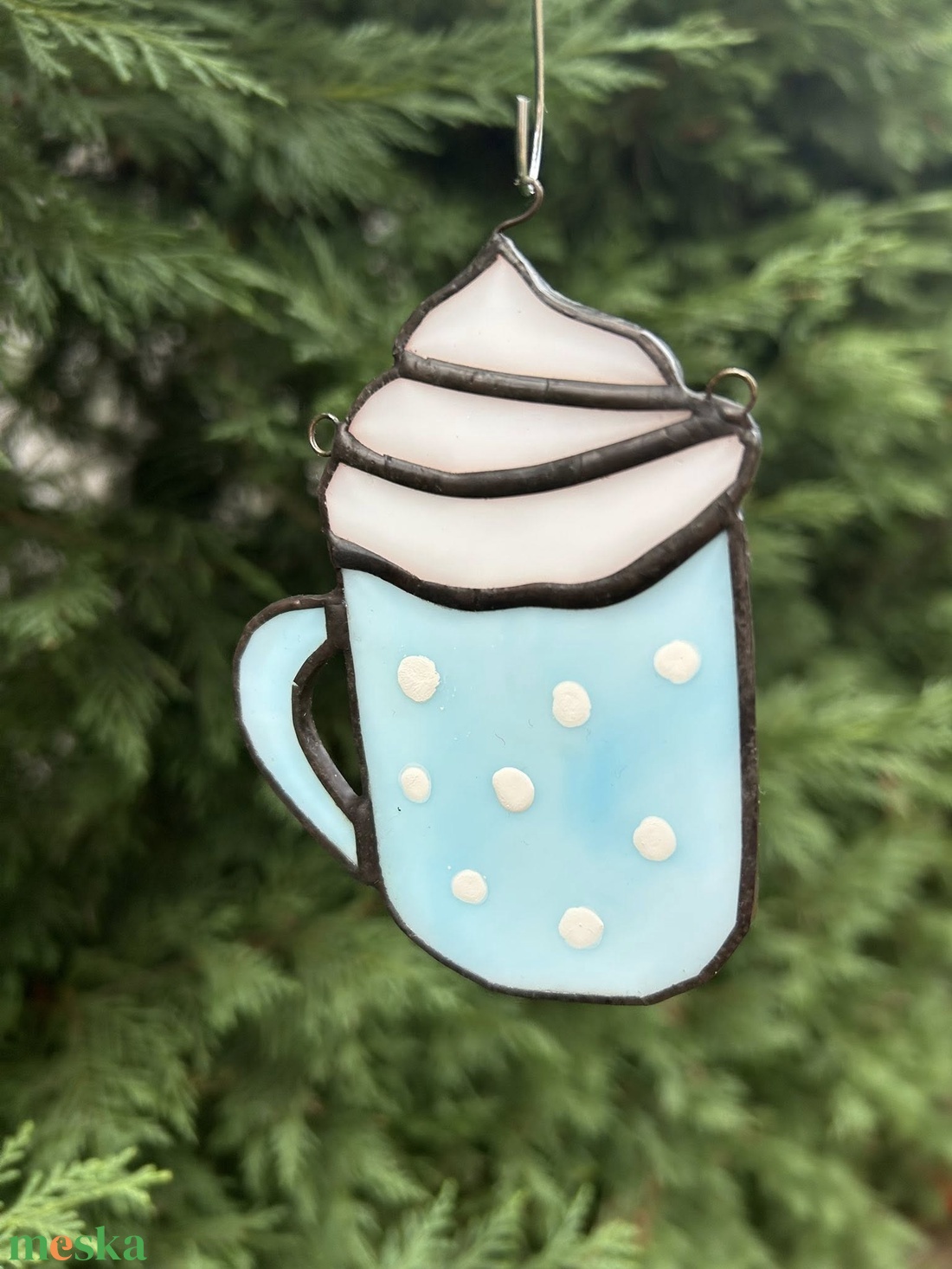 Pöttyös bögre üvegdísz - otthon & életmód - dekoráció - ajtó- és ablak dekoráció - ablakdísz - Meska.hu