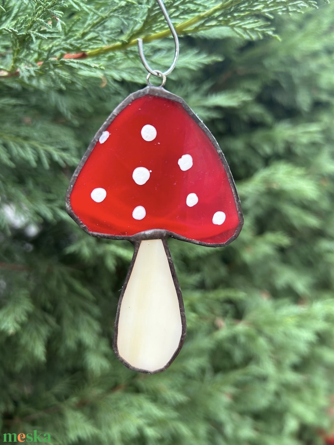 Üveg pöttyös gomba - karácsony - adventi díszek - adventi ablakdekoráció - Meska.hu