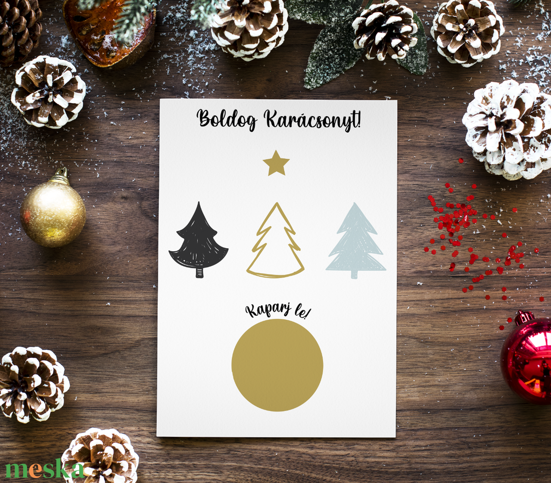 Lekaparható karácsonyi lap egyedi szöveggel - karácsony - karácsonyi ajándékozás - karácsonyi képeslap, üdvözlőlap, ajándékkísérő - Meska.hu