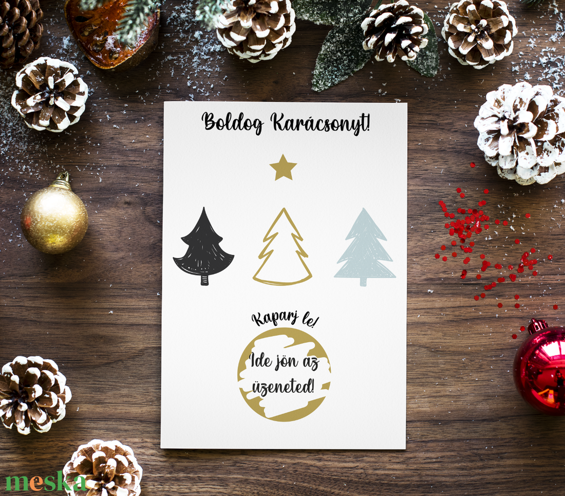 Lekaparható karácsonyi lap egyedi szöveggel - karácsony - karácsonyi ajándékozás - karácsonyi képeslap, üdvözlőlap, ajándékkísérő - Meska.hu