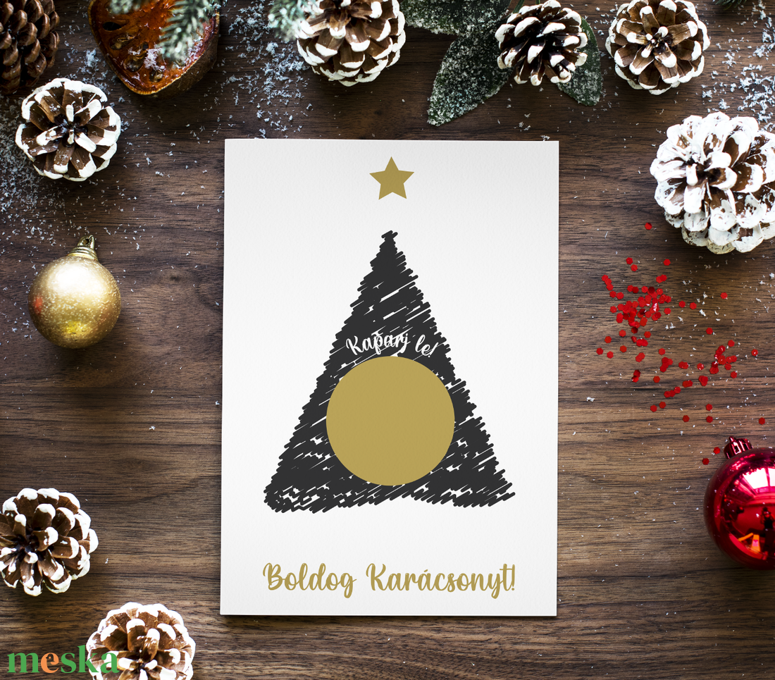 Lekaparható karácsonyi lap egyedi szöveggel - karácsony - karácsonyi ajándékozás - karácsonyi képeslap, üdvözlőlap, ajándékkísérő - Meska.hu