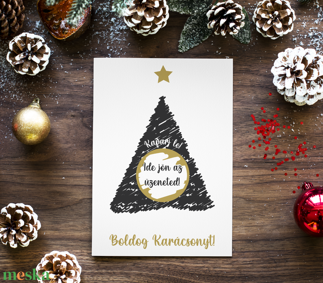 Lekaparható karácsonyi lap egyedi szöveggel - karácsony - karácsonyi ajándékozás - karácsonyi képeslap, üdvözlőlap, ajándékkísérő - Meska.hu