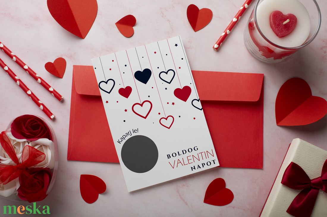 Lekaparható Valentin napi lap egyedi szöveggel, kaparós sorsjegy - otthon & életmód - papír, írószer - Meska.hu