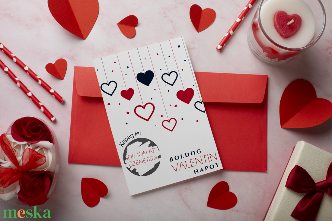 Lekaparható Valentin napi lap egyedi szöveggel, kaparós sorsjegy - otthon & életmód - papír, írószer - Meska.hu