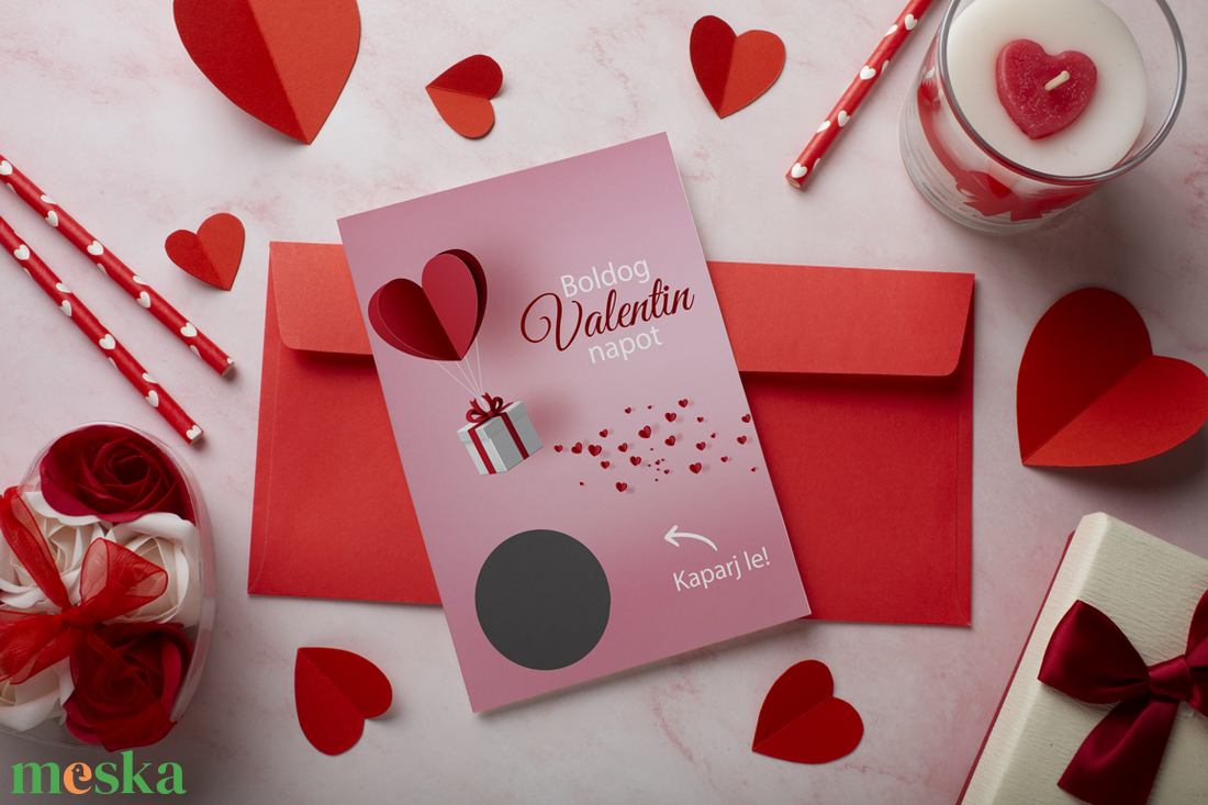 Lekaparható Valentin napi lap egyedi szöveggel, kaparós sorsjegy - otthon & életmód - papír, írószer - Meska.hu
