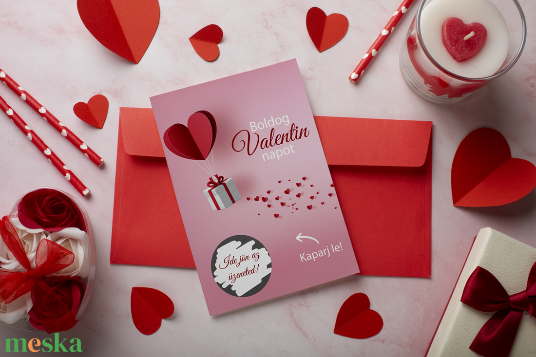 Lekaparható Valentin napi lap egyedi szöveggel, kaparós sorsjegy - otthon & életmód - papír, írószer - Meska.hu