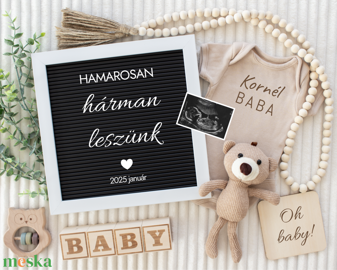Baba bejelentő nyomtatott vagy digitális formában - otthon & életmód - papír, írószer - ajándékozás kellékei - képeslap, üdvözlőlap - Meska.hu